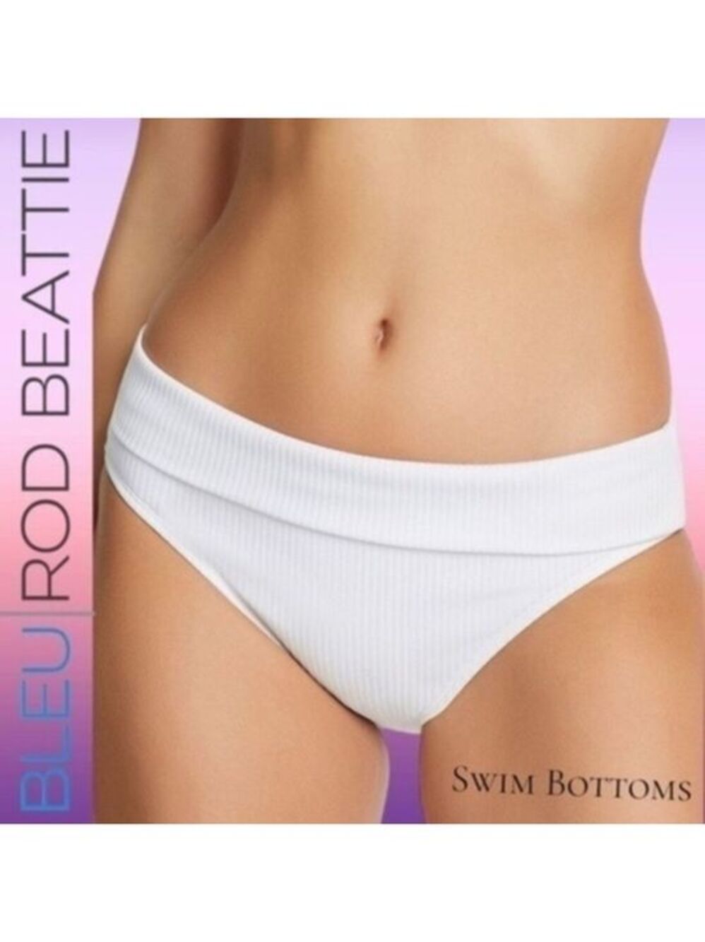 BLEU ROD BEATTIE Walk the Line Ribbed Fold-Over Hipster Bikini Bottoms-14 NWT